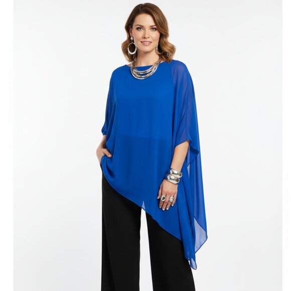 Guess Marciano Blue One Sleeve Cape Top XS - Picture 1 of 7